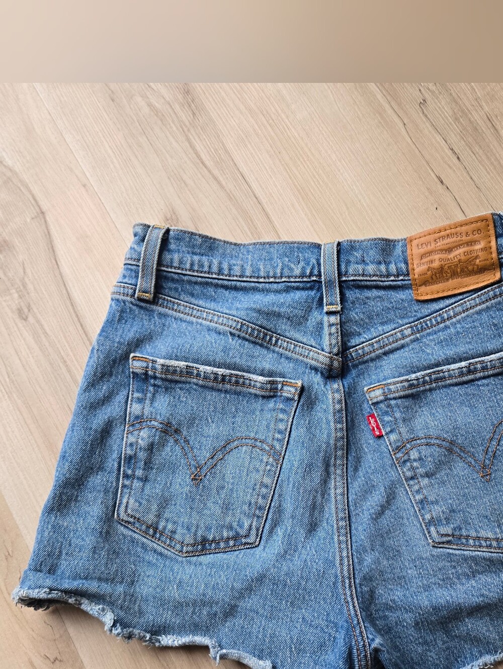 Levis Medium Wash Ribcage Shorts